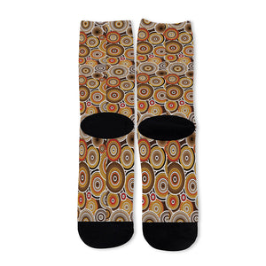 Aboriginal Art Dot Pattern Print Long Socks