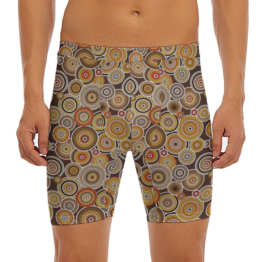 Aboriginal Art Dot Pattern Print Men's Long Boxer Briefs