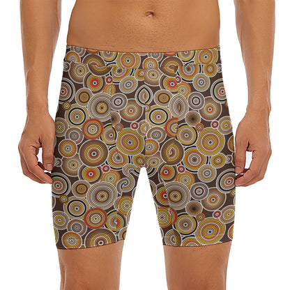 Aboriginal Art Dot Pattern Print Men's Long Boxer Briefs