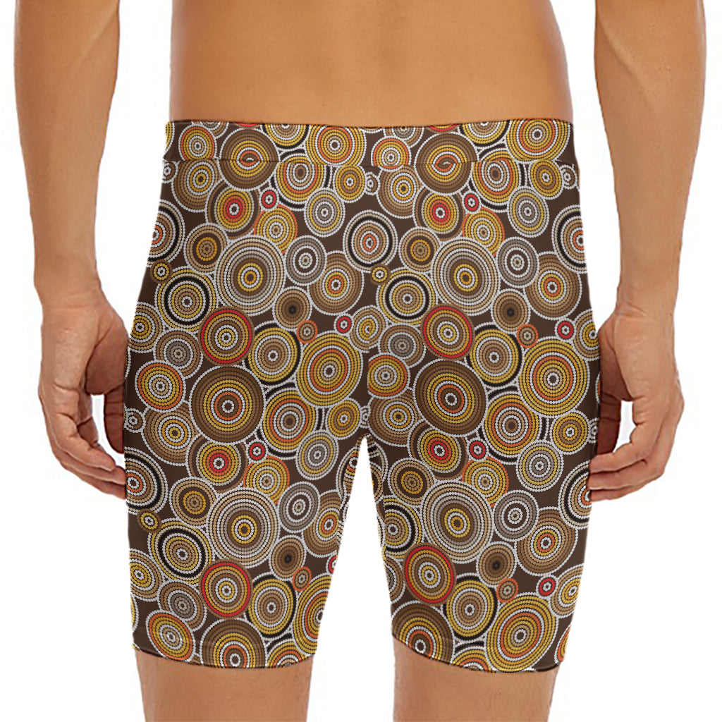 Aboriginal Art Dot Pattern Print Men's Long Boxer Briefs