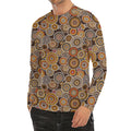 Aboriginal Art Dot Pattern Print Men's Long Sleeve Rash Guard