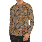 Aboriginal Art Dot Pattern Print Men's Long Sleeve Rash Guard