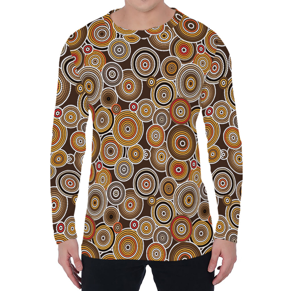 Aboriginal Art Dot Pattern Print Men's Long Sleeve T-Shirt