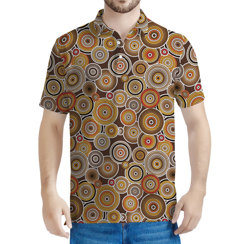 Aboriginal Art Dot Pattern Print Men's Polo Shirt