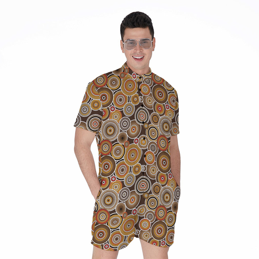 Aboriginal Art Dot Pattern Print Men's Rompers