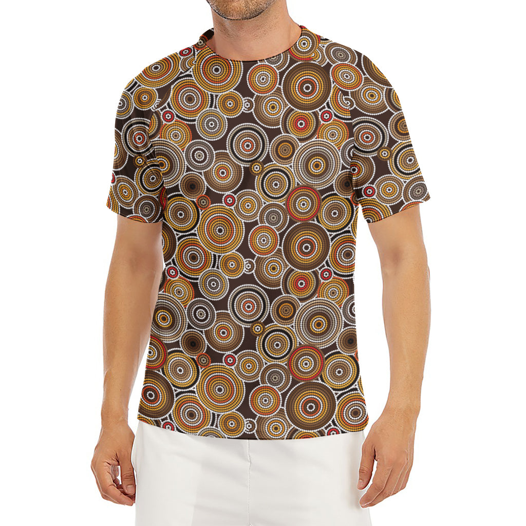 Aboriginal Art Dot Pattern Print Men's Short Sleeve Rash Guard