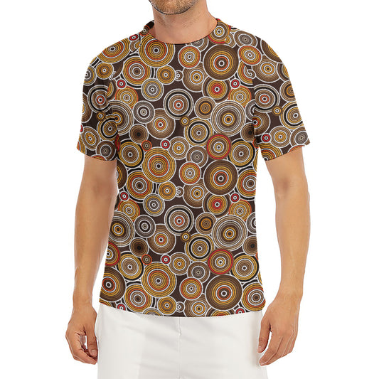 Aboriginal Art Dot Pattern Print Men's Short Sleeve Rash Guard