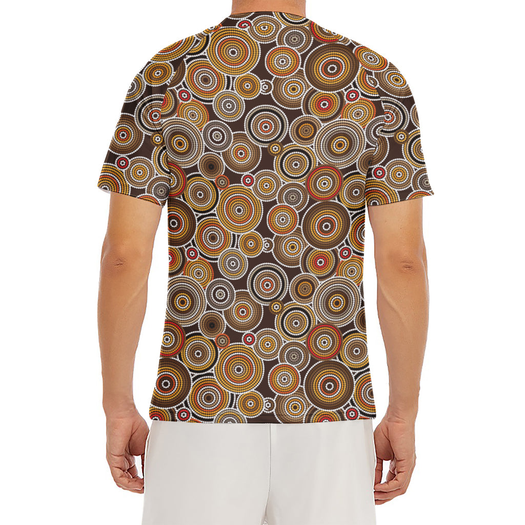 Aboriginal Art Dot Pattern Print Men's Short Sleeve Rash Guard