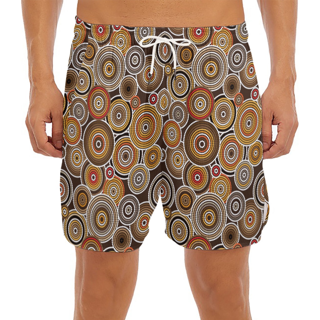 Aboriginal Art Dot Pattern Print Men's Split Running Shorts