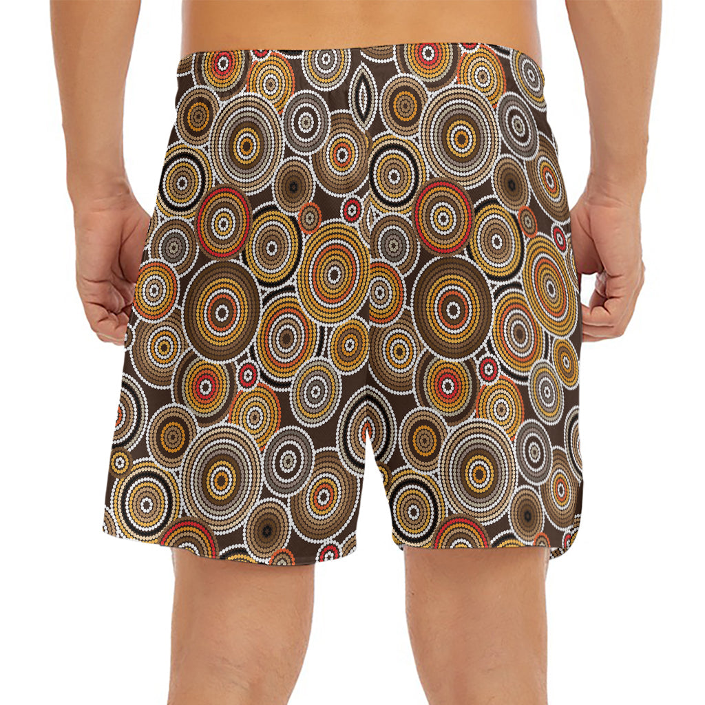 Aboriginal Art Dot Pattern Print Men's Split Running Shorts