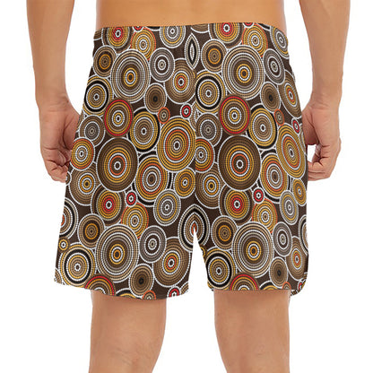 Aboriginal Art Dot Pattern Print Men's Split Running Shorts