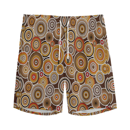 Aboriginal Art Dot Pattern Print Men's Sports Shorts