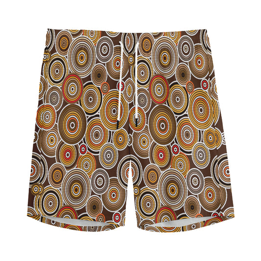 Aboriginal Art Dot Pattern Print Men's Sports Shorts