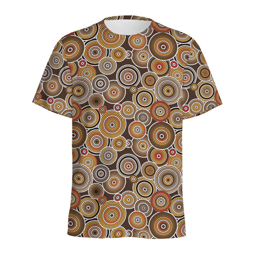 Aboriginal Art Dot Pattern Print Men's Sports T-Shirt