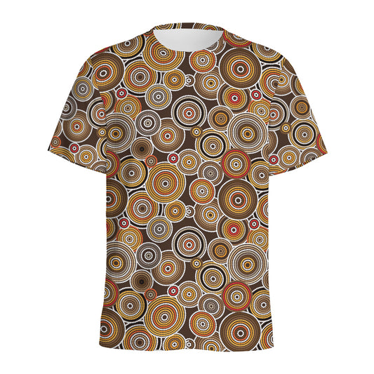 Aboriginal Art Dot Pattern Print Men's Sports T-Shirt