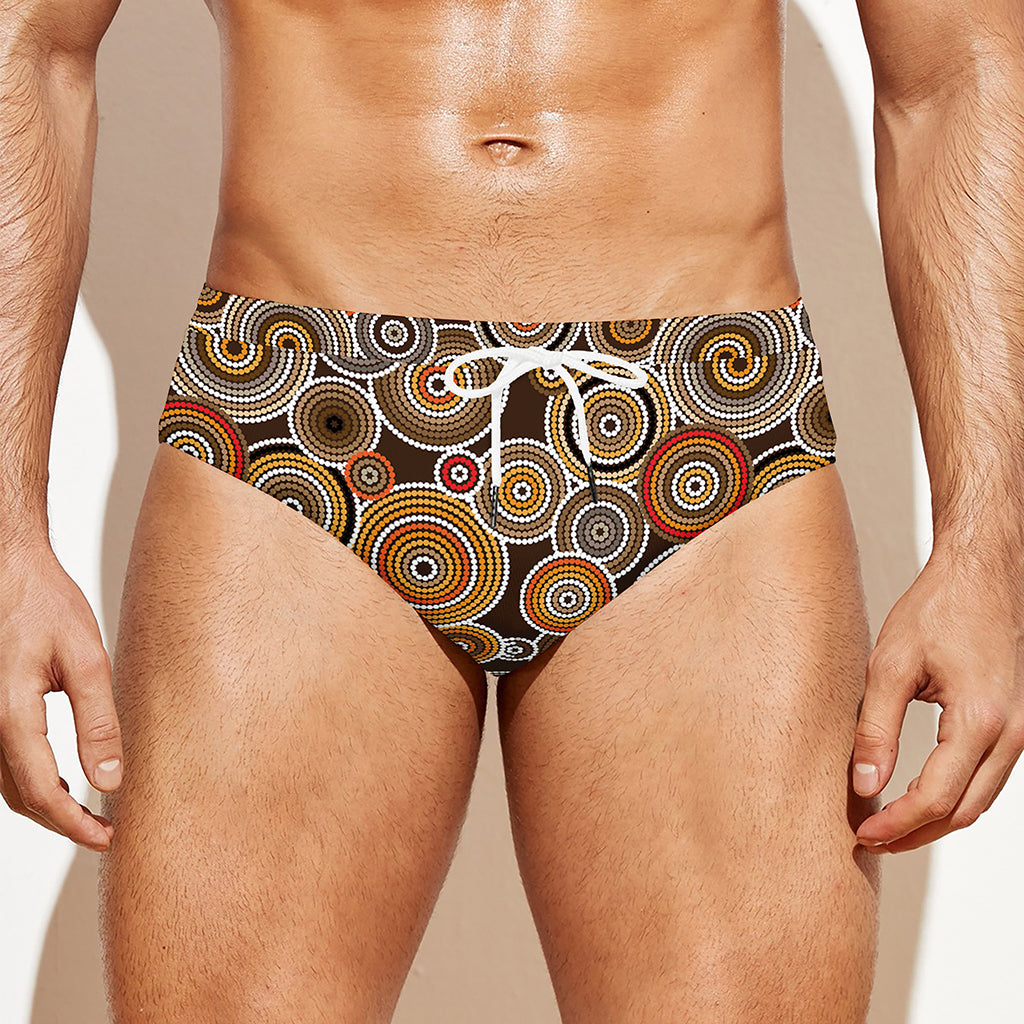 Aboriginal Art Dot Pattern Print Men's Swim Briefs