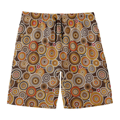 Aboriginal Art Dot Pattern Print Men's Swim Trunks