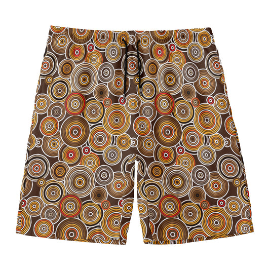 Aboriginal Art Dot Pattern Print Men's Swim Trunks