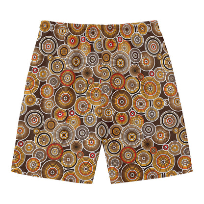 Aboriginal Art Dot Pattern Print Men's Swim Trunks