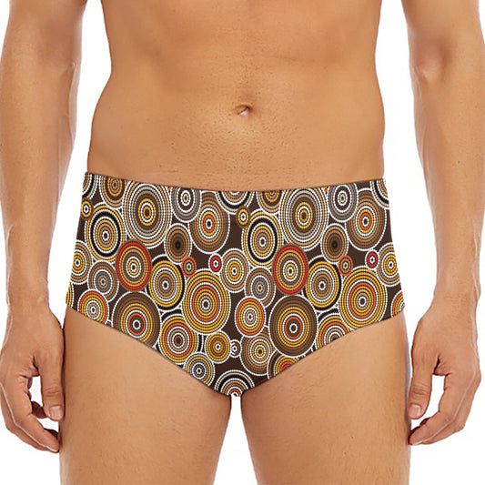 Aboriginal Art Dot Pattern Print Men's Triangle Swim Briefs