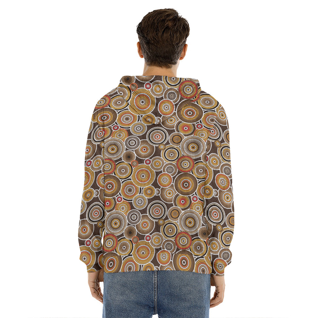 Aboriginal Art Dot Pattern Print Men's Velvet Pullover Hoodie