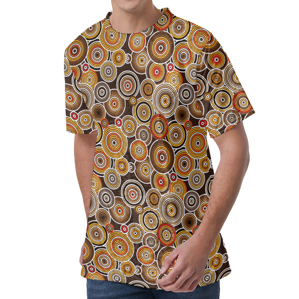 Aboriginal Art Dot Pattern Print Men's Velvet T-Shirt