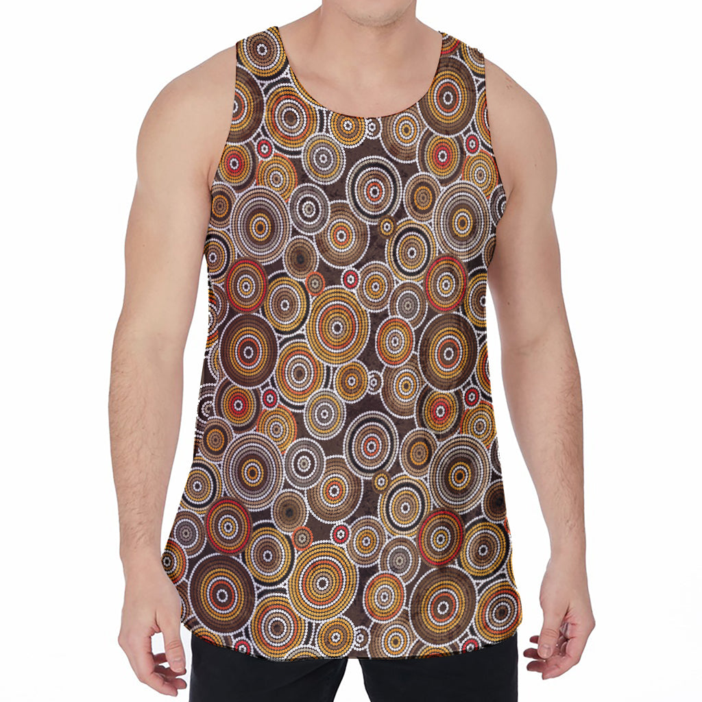 Aboriginal Art Dot Pattern Print Men's Velvet Tank Top