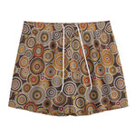 Aboriginal Art Dot Pattern Print Mesh Shorts