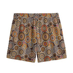 Aboriginal Art Dot Pattern Print Mesh Shorts
