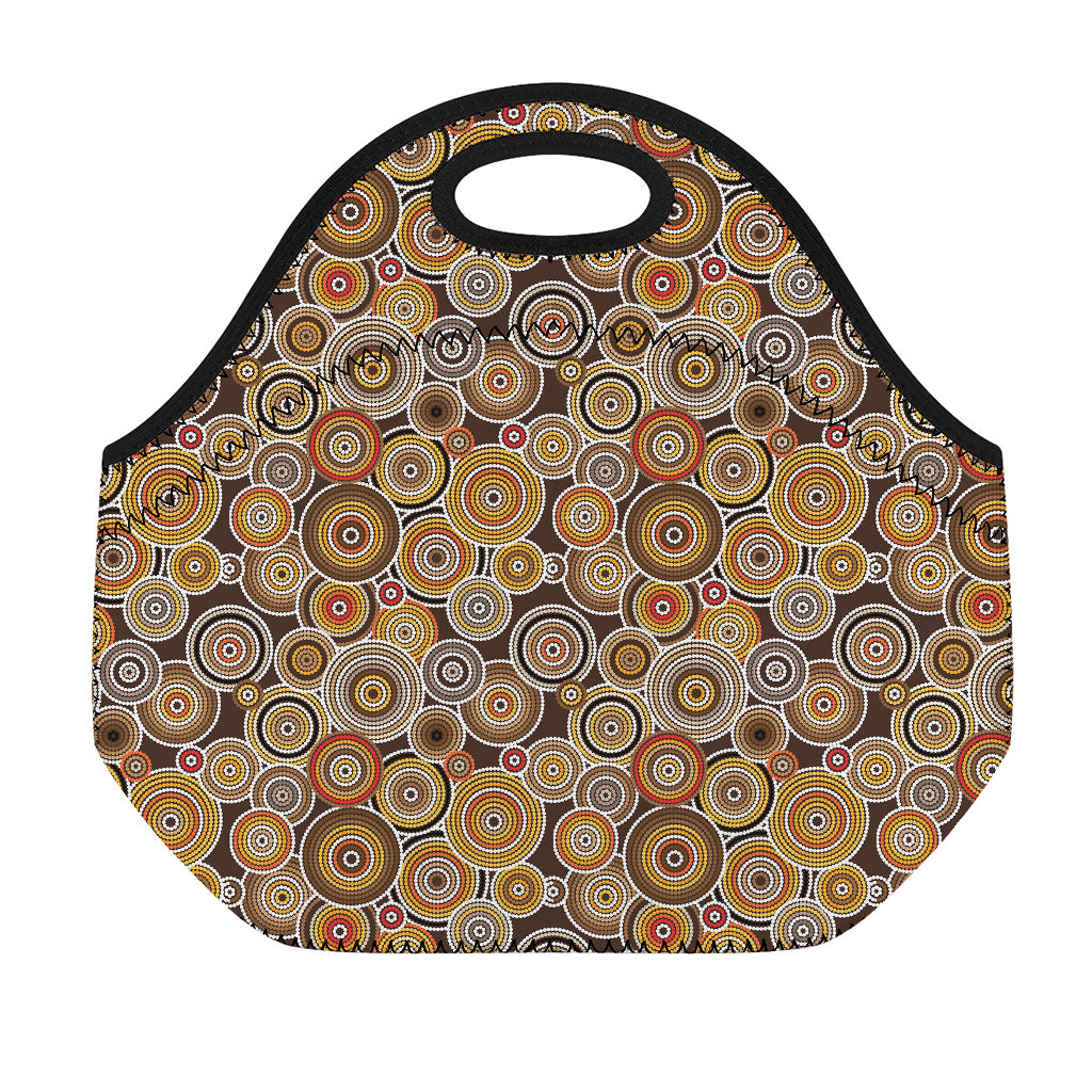 Aboriginal Art Dot Pattern Print Neoprene Lunch Bag