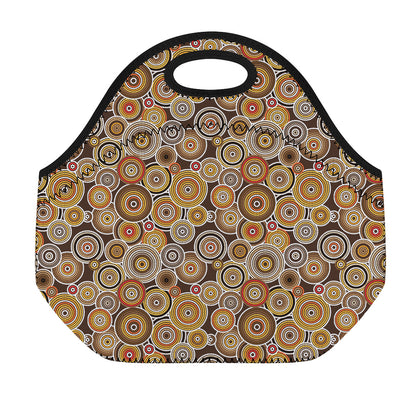 Aboriginal Art Dot Pattern Print Neoprene Lunch Bag