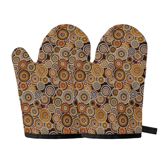 Aboriginal Art Dot Pattern Print Oven Mitts