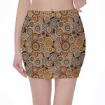 Aboriginal Art Dot Pattern Print Pencil Mini Skirt