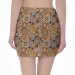 Aboriginal Art Dot Pattern Print Pencil Mini Skirt