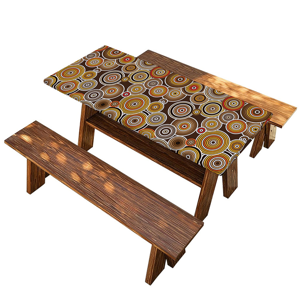 Aboriginal Art Dot Pattern Print Picnic Table Cover
