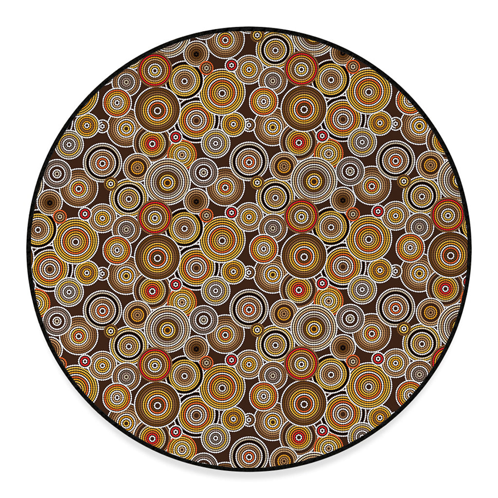 Aboriginal Art Dot Pattern Print Round Floor Mat