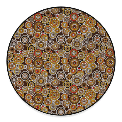 Aboriginal Art Dot Pattern Print Round Floor Mat