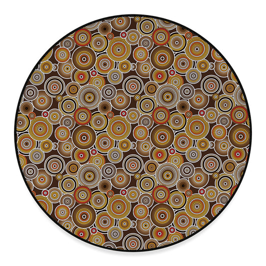 Aboriginal Art Dot Pattern Print Round Floor Mat
