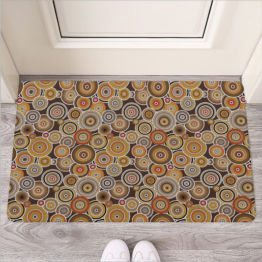 Aboriginal Art Dot Pattern Print Rubber Doormat