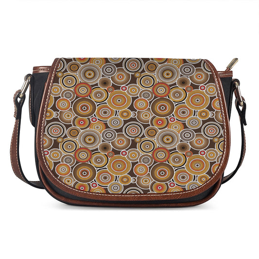 Aboriginal Art Dot Pattern Print Saddle Bag