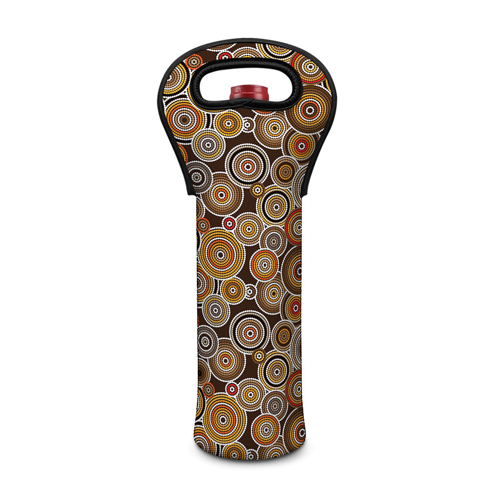 Aboriginal Art Dot Pattern Print Single Neoprene Wine Tote