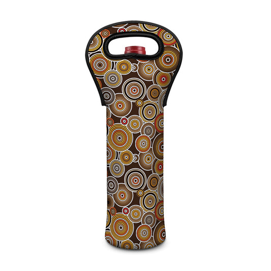 Aboriginal Art Dot Pattern Print Single Neoprene Wine Tote