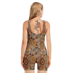 Aboriginal Art Dot Pattern Print Sleeveless One Piece Swimsuit