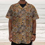 Aboriginal Art Dot Pattern Print Textured Short Sleeve Shirt