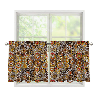 Aboriginal Art Dot Pattern Print Tier Curtains