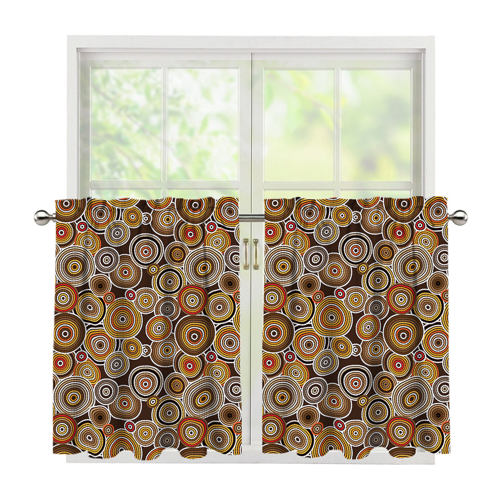 Aboriginal Art Dot Pattern Print Tier Curtains