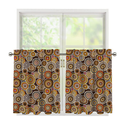 Aboriginal Art Dot Pattern Print Tier Curtains