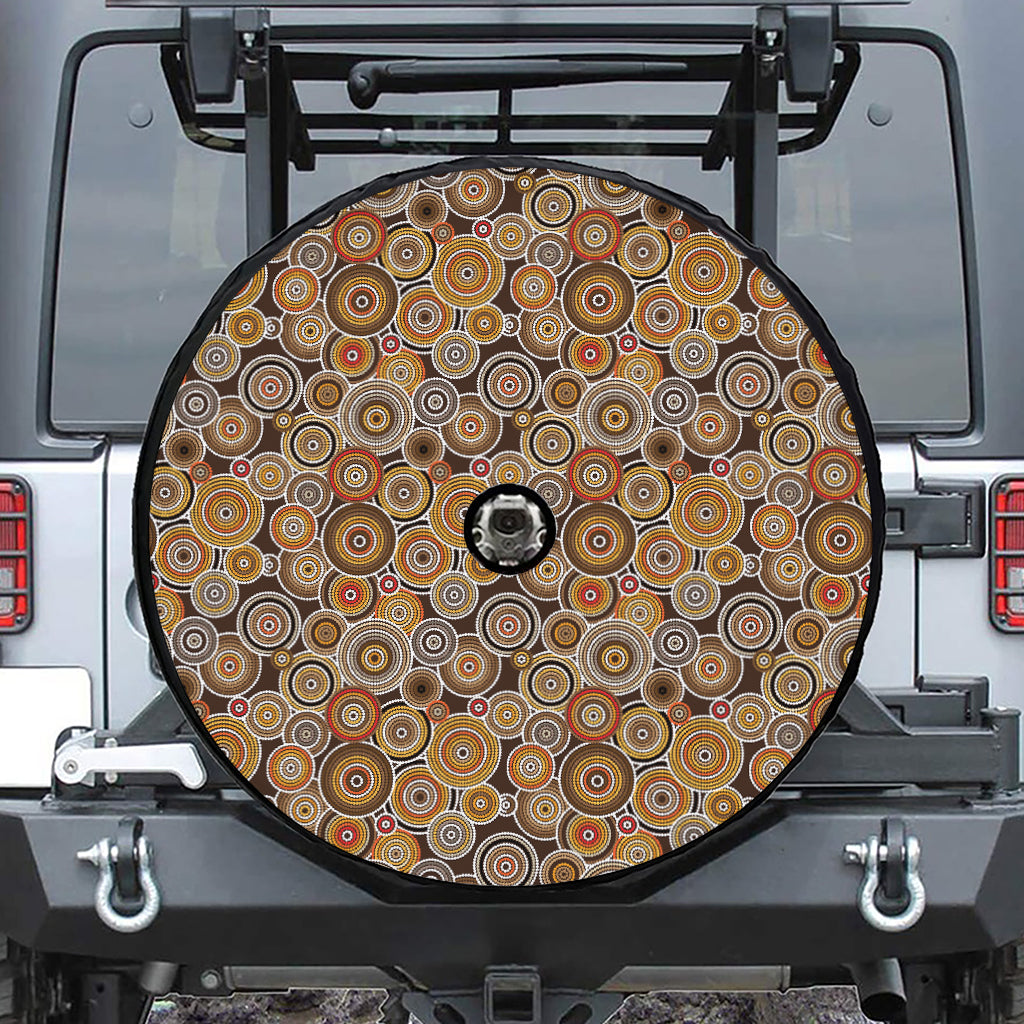 Aboriginal Art Dot Pattern Print Tire Cover With Camera Hole