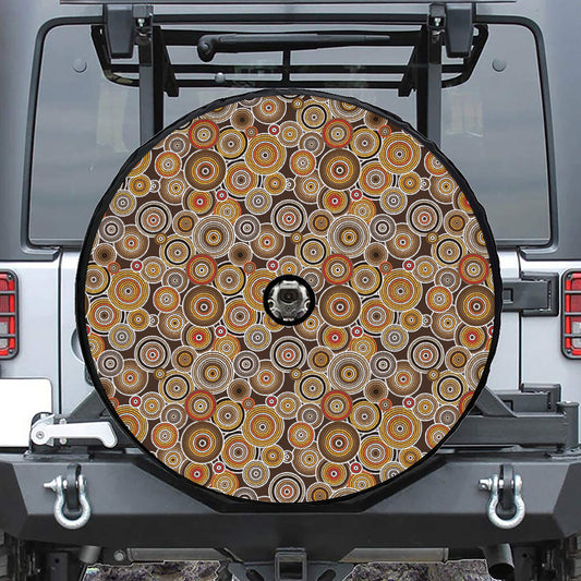 Aboriginal Art Dot Pattern Print Tire Cover With Camera Hole