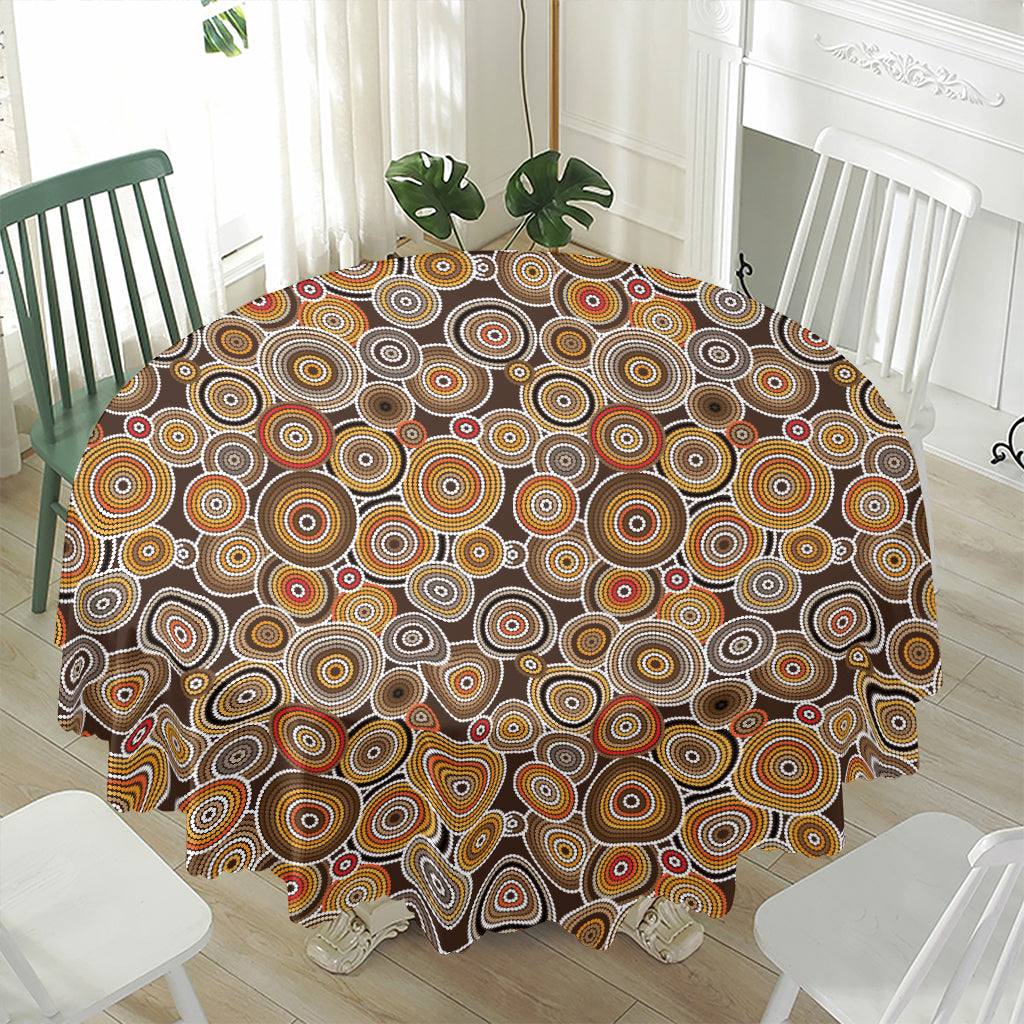 Aboriginal Art Dot Pattern Print Waterproof Round Tablecloth